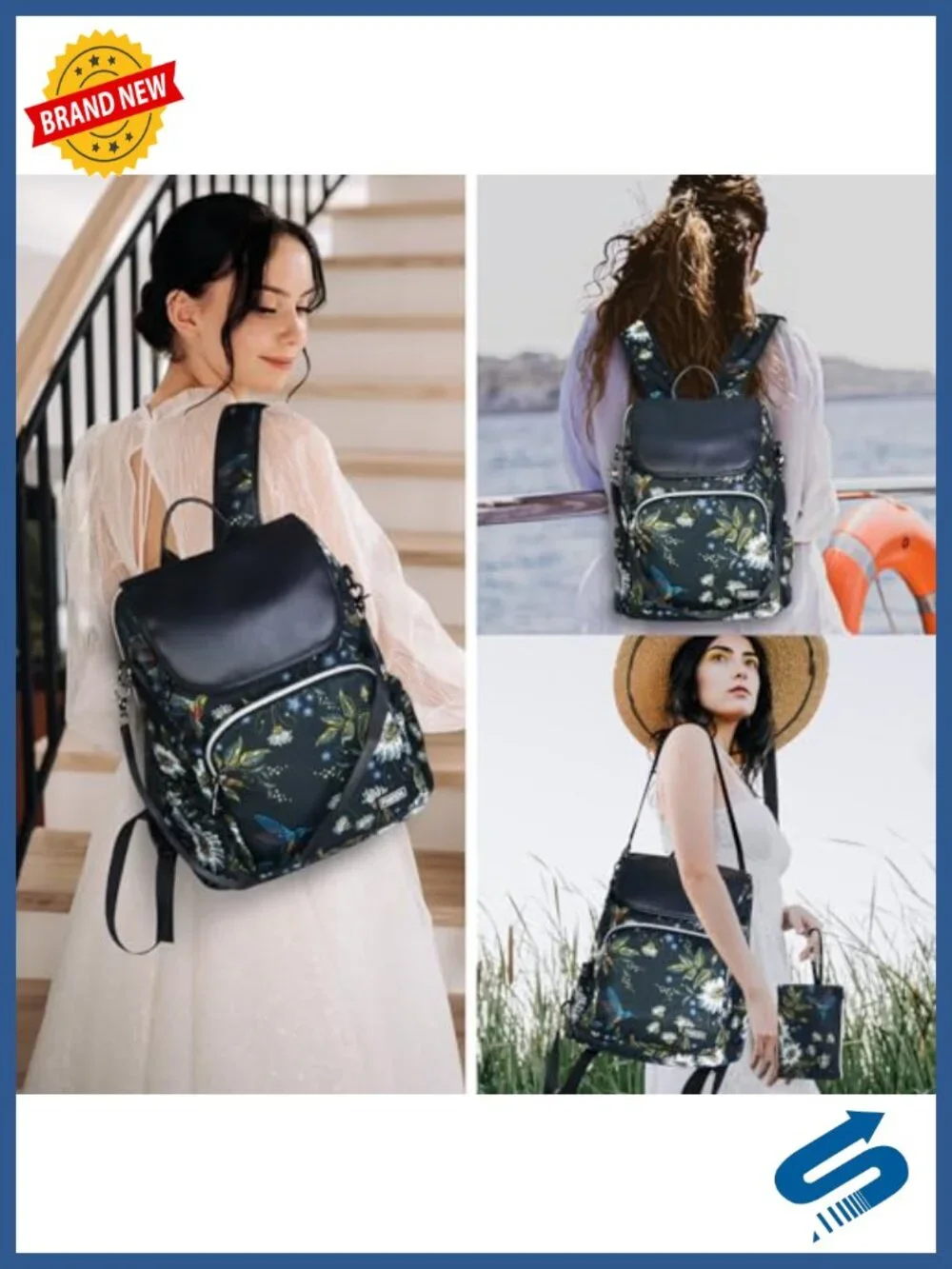 Waterproof Nylon Backpack For Women Work College Anti Theft Laptop Backpack